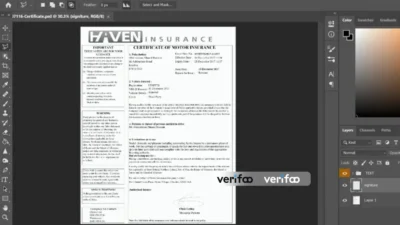 United Kingdom Haven Insurance Motor Insurance Certificate PSD Template