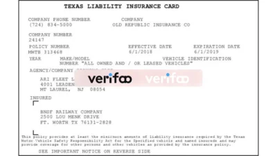 Fake Texas Insurance Card Templates