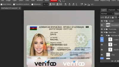 Azerbaijan id card in Psd template