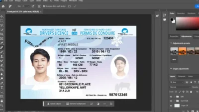 Canada Northwest Territories driving license template in PSD format
