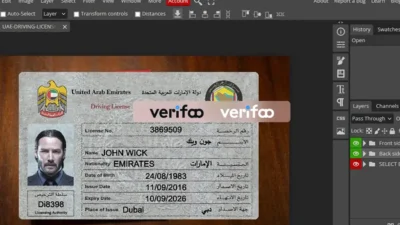 UAE driving license psd template