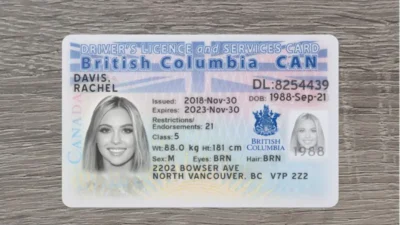Canada British Columbia Driver License Template – PSD Photoshop File