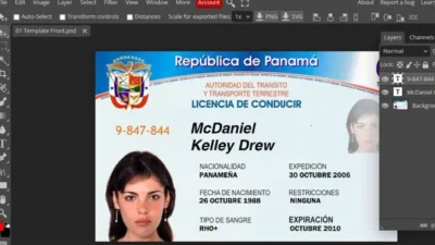 Panama driving licence psd template free download