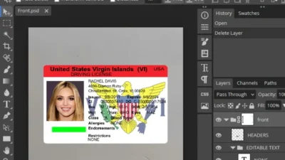 US Virgin Islands driving licence psd template Free Download