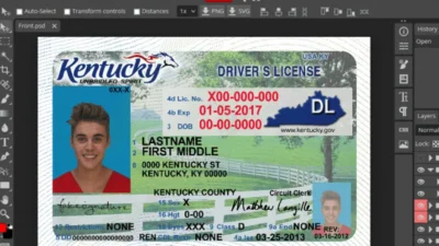 Kentucky Drivers License Template In PSD Format