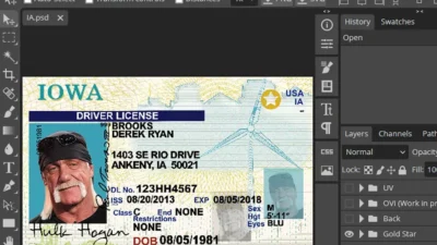 Iowa Drivers License Template in psd format