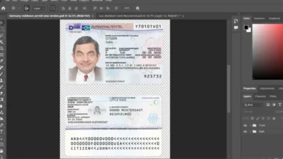 Editable Germany Residence Permit Card PSD Template V2 (Instant Download)