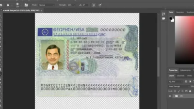 work visa Template for Greece in PSD format