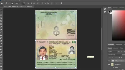Togo passport psd template