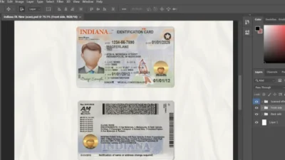 Indiana Driver License Template v3 – New 1200DPI