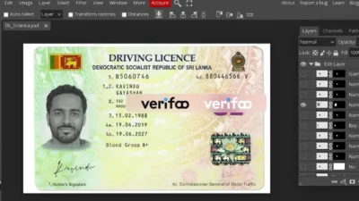 Sri Lanka drivers license psd template fully editable