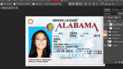 Alabama Driver License Template psd format v1 and v2