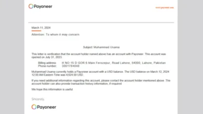 Payoneer Account Verification Template in word And PDF Format