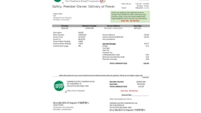 USA Ohio Farmers Electric Cooperative Utility Bill Word And PDF Template
