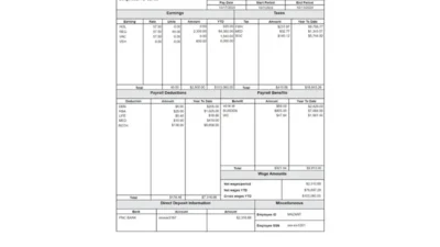 USA PNC Bank Paystub Word And PDF Template