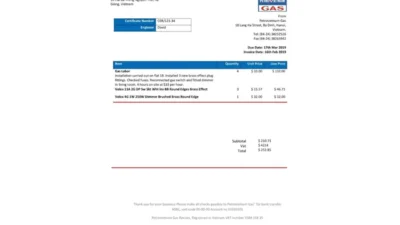 Vietnam Petrovietnam Gas Utility Bill Word And PDF Template