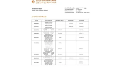 Djibouti Central Bank Of Djibouti Bank Statement Template