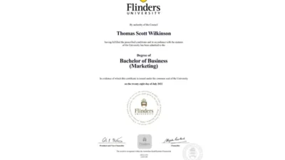 Flinders University Diploma Certificate PSD Template