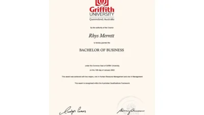 Griffith University Fake Certificate Template