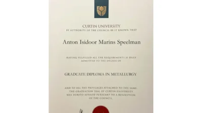 Curtin University Certificate PSD Template