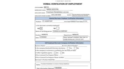 Usa Mortgage Loan Pre-Funding Employment Verification Report Template