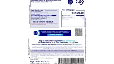 Colombia Tigo Home Services Invoice Word And PDF Template (2 Pages)