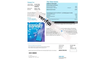 Canada Shaw Mobile Invoice Canada phone bill Template