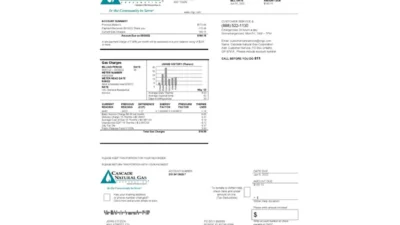 USA Cascade Natural Gas Utility Bill Word And PDF Template