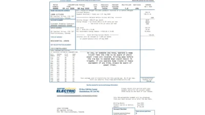 Canada Maritime Electric utility bill Template in Word and PDF format