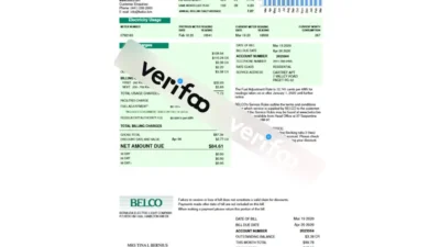 UK Bermuda BELCO utility Bill Template