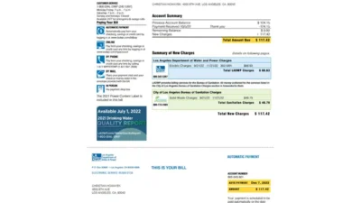 Los Angeles LADWP bill templates in PDF and Word formats