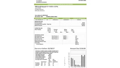 USA Maine Natural Gas Portland Utility Bill Template In Word And PDF Format