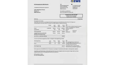 Germany EWE Utility Bill PSD Template