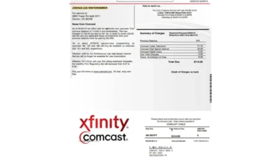 xfinity comcast Utility bill template