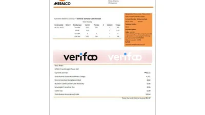 Philippines Manila Electric Company (Meralco) electricity utility bill template in Word format