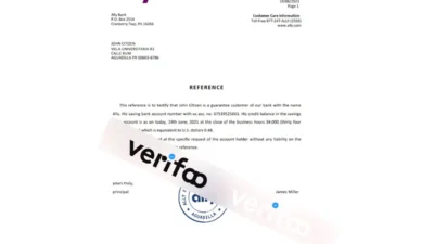 USA Ally account reference letter Template in Word and PDF format