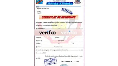 Democratic Republic of the Congo Civil Status Document Templates