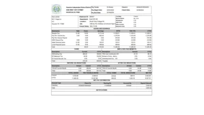 USA Houston Independent School District PayStub Word And PDF Template (4 Pages)