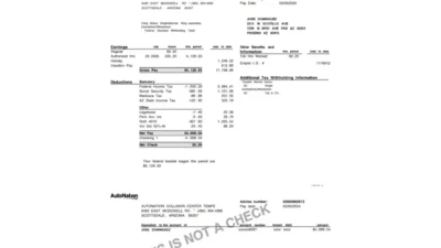 USA AutoNation PayStub Word and PDF Template (4 Pages)