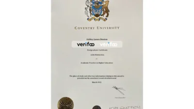 Coventry University Fake Certificate PSD Template