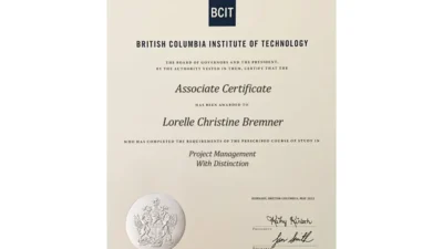 Fake Certificate from For BCIT University Template