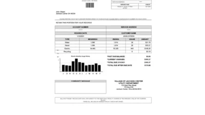 USA Ohio Village of Jackson Center Public Power Utility Bill Word And PDF Template