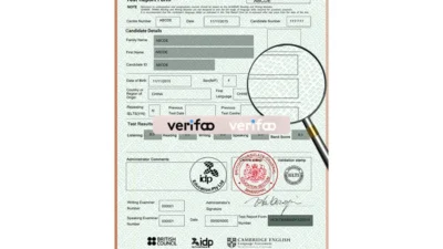 IELTS Test ReportIELTS English Test Score Certificate PSD Template