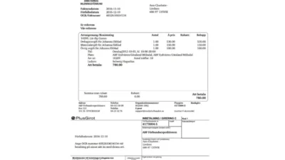 Sweden ABF Course Invoice Word And PDF Template (6 Pages)
