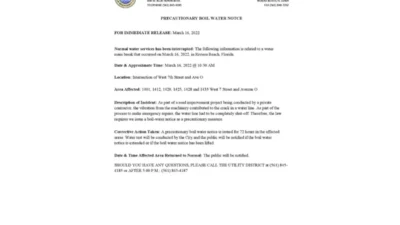 USA Florida City Of Riviera Beach Utility District Water Utility Shut Off Notice Word And PDF Template