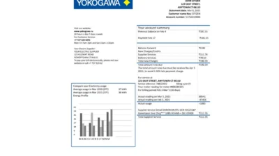 Kazakhstan Yokogawa Electric Kazakhstan Utility Bill Word and PDF Template