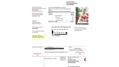 France Gaz de France Dolcevita utility bill template in Word and PDF format