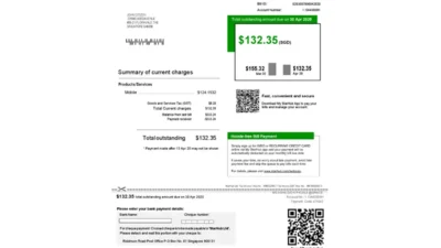 Singapore StarHub utility bill template