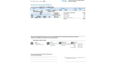 USA Texas Medina Electric utility bill template