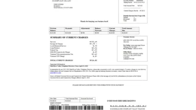 USA Waitsfield Telecom utility bill template in Word and PDF format